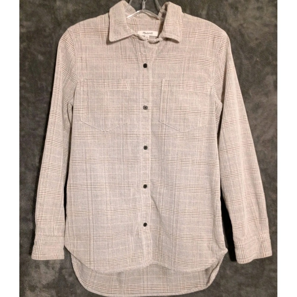 Madewell Women's S Corduroy Classic Ex-Boyfriend Shirt in Dermott Plaid